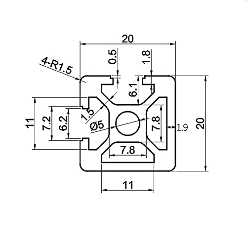 Coavoo 4 pacote 2020 t slot preto extrusão de alumínio 2 tampas de 25,2 polegadas / 640 mm de comprimento, alumínio extrudado 20