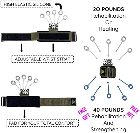 Fortalecedor do exercício de dedos 20 libras +, fortalecedor do antebraço, exercícios de mão para força, fortalecedor da mão,