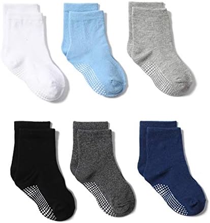 Fin86 Color Meias que não deslizam as meias de malha para crianças de 1 a 3 anos de idade, meia para bebês algodão