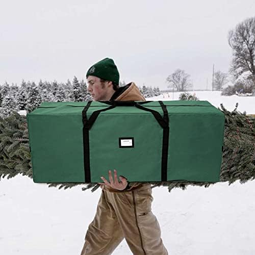 Saco de armazenamento de árvore de Natal do nosso andar contêineres de armazenamento pesados ​​extra grandes com zíper de alças reforçadas para árvore artificial de 7,5 pés, 50 x 15 x 20 600d Oxford Xmas Holiday Tree Storage Bag, verde
