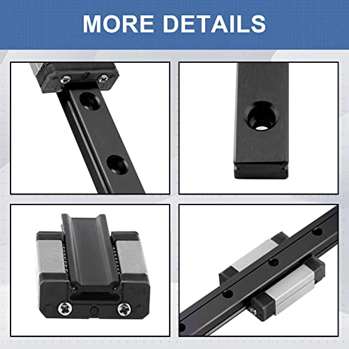 CNCMANS MGN12 Guia de trilhos lineares de 250 mm Miniatura Linear Slide Guide Rail com MGN12H Bloco de rolamento para impressão 3D