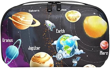 Bolsa de maquiagem, bolsa de cosméticos, organizador de bolsa de maquiagem à prova d'água, planeta espacial de desenhos animados