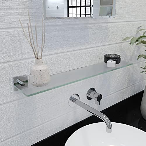 Croydex Chester Flexi-Fix Easy Fit parafuso ou cola de vidro da prateleira do banheiro, 2.1in x 24,3in x 5,3in, cromo