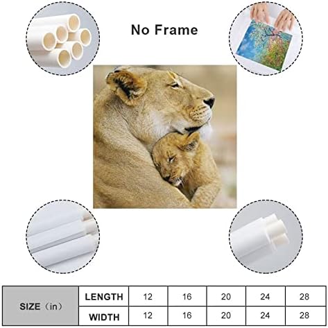 Amor da mãe Arte Animal Poster abraçando Animal Leoa e Bebê Lion Home Banheiro Decoração de parede Poster Crianças Presentes de tela