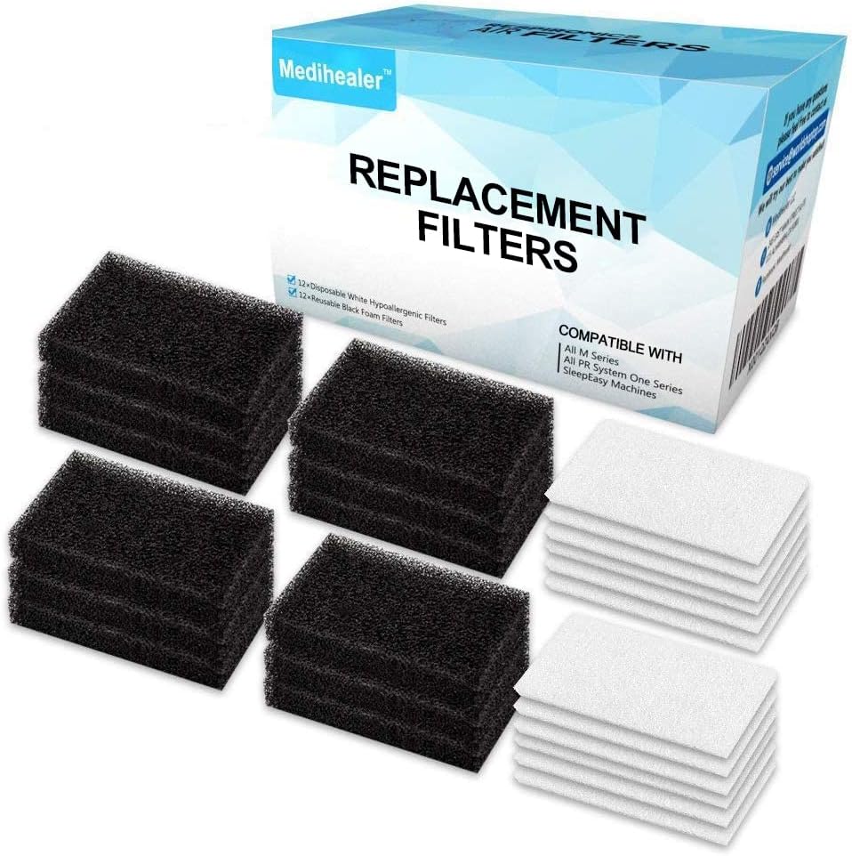 Filtros de CPAP medihealer 24 pacotes -filtro de moda e filtros Ultra Fine para M Series, para PR System One, para SleepEasy