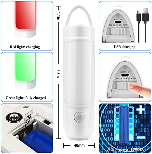 2 em 1 Indução humana Sensor de movimento do corpo Luz noturna, lanterna de bateria recarregável USB LED branca quente, adequada