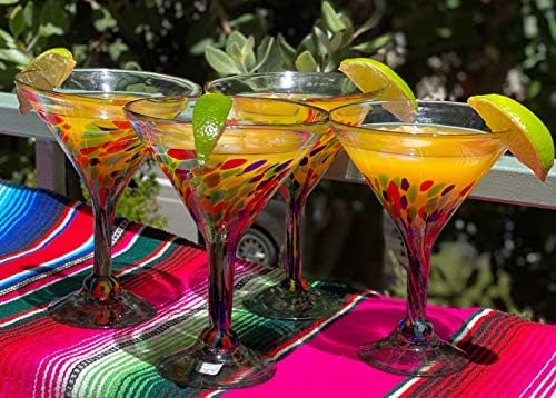 Dos Sueños mexicano vidro soprado - conjunto de 4 óculos de margarita soprados à mão - Confetti Carmen