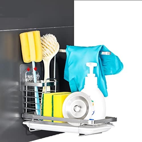 Luvadu ZCX Sink Organizador de esponja Suporte para pia da cozinha, suporte de esponja de cozinha em aço inoxidável sem perfuração,