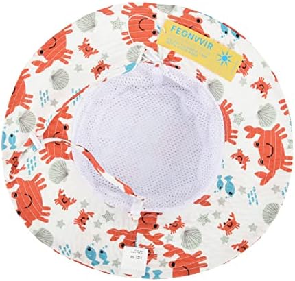 Feonvvir Kids Sun Hat, UPF 50 Capéu de praia de criança, chapéu de balde de bebê largo para meninos e meninas, Sun Protection