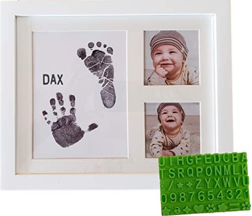 Ultimate Baby Ink Handprint Pegada e moldura - com estêncil premium para personalizar, moldura de foto, carimbo de