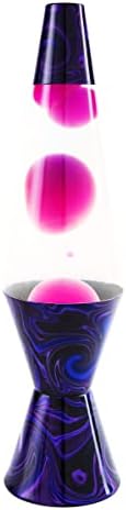 Lâmpada Groovy Goth Lava de Spencer - 14 polegadas | Base roxa e preta | Líquido transparente | Cera rosa | Decoração de casa