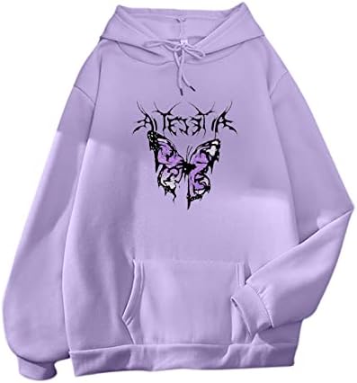 Hoodies para mulheres meninas adolescentes, moderno molho de moletom de moletom de moletom de borboleta de borboleta casual com capuz