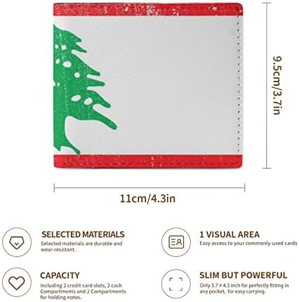 Carteira de couro unissex de bandeira do Líbano vintage