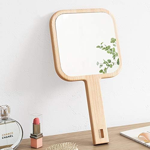 Espelho portátil portátil, espelho de molho feito de madeira de qualidade, espelho simples de viagem, espelho de maquiagem de salão