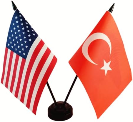 Bandeira da mesa de amizade americana e da Turquia, EUA e bandeira de mesa Turk, bandeiras turcas para exibição de