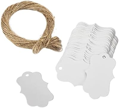 shamjina 100x tags de papel manchas de obrigado tags com corda de corda artesanato decoração de penduramento para férias