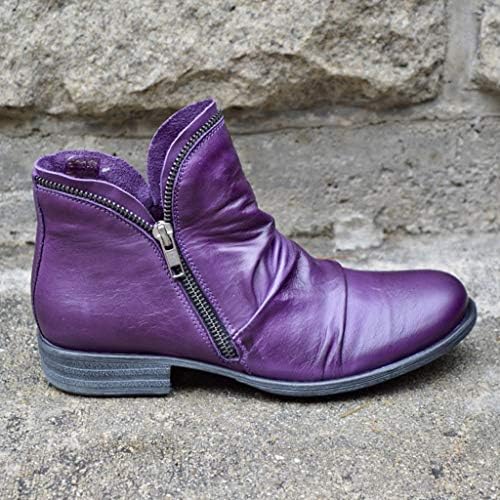 Botas de tornozelo para mulheres com calcanhar, botas de tornozelo de tornozelo de salto baixo feminino