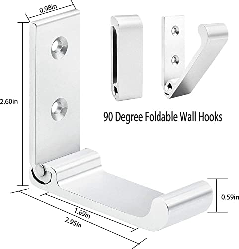 Gancho de casaco de parede dobrável de munição, ganchos dobráveis ​​adesivos 8 PCs, liga de alumínio de alumínio Hail de toalha