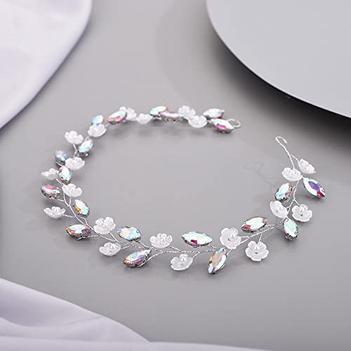 Chargances Flor Bride Flower Rhinestone Wedding Abro Color Cristal Hair Hair Vine Bridal Prom Acessórios para Mulheres