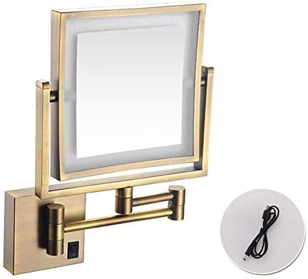 Lianxiao - espelho de maquiagem de montagem de parede de 8 polegadas, com ampliação de 3x, iluminada LED, para banheiro e quarto