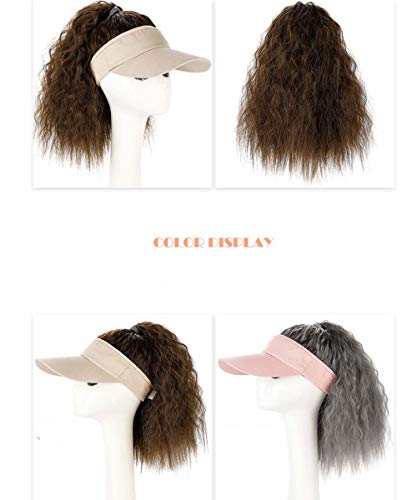 Capas de beisebol de peruca de rabo de cavalo yekeyi com chapéus sintéticos de cabelo com cabelos presos longos cabelos ondulados