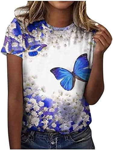 Top de manga curta para adolescentes garotas de verão e outono da tripulante de flores silvestres estampas de flores tees roupas