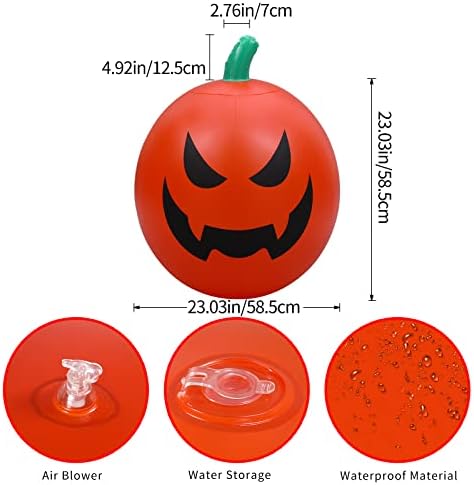Infláveis ​​de Halloween, decorações de Halloween de 24 polegadas Blow-up Pumpkin com controle remoto de controle remoto de bateria