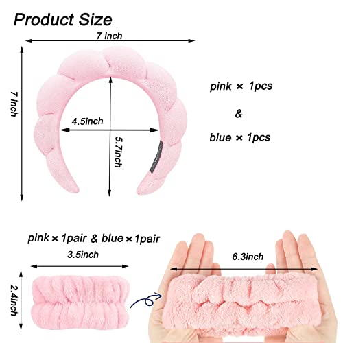 Gazetsz 6pcs Spa Bandada para lavar o rosto e as faixas de pulso para lavar o conjunto de rosto, maquiagem para a cabeça e toalhas