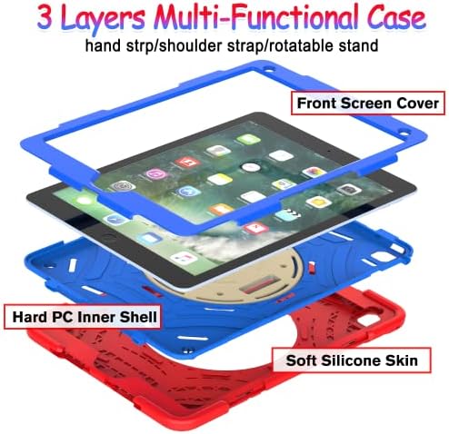 BMOUO iPad 6th/5th Generation Case, iPad Air 2 Case, iPad 9.7 Caso 2018/2017 com protetor de tela, 360 Stand e Hand & Strap