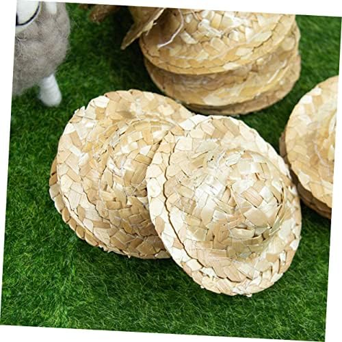 Yardwe Mini Straw Hat Hat Photo Ornamento Decoração de Mão Decoracionas Para Salas de Casa 48 PCs Boneca de Hat Craft