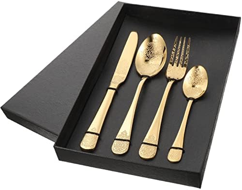 Utensílios de cozinha sherchpry Conjunto 1 conjunto de talheres de talheres dourados Conjunto de talheres de aço inoxidável