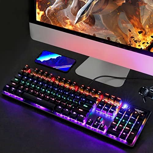 Teclado de teclado mecânico de teclado com retroilumação de LED com retroilumação de LED com retroilumação de led 104 teclados