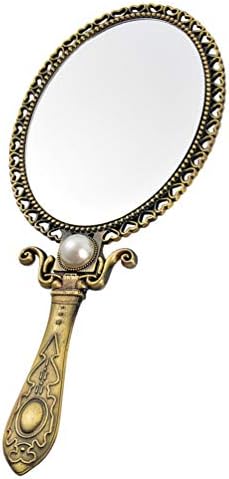 Homoyoyo vintage espelho portátil espelho de metal espelhado cosmético com alça dobrável Viagem antiga espelho de maquiagem