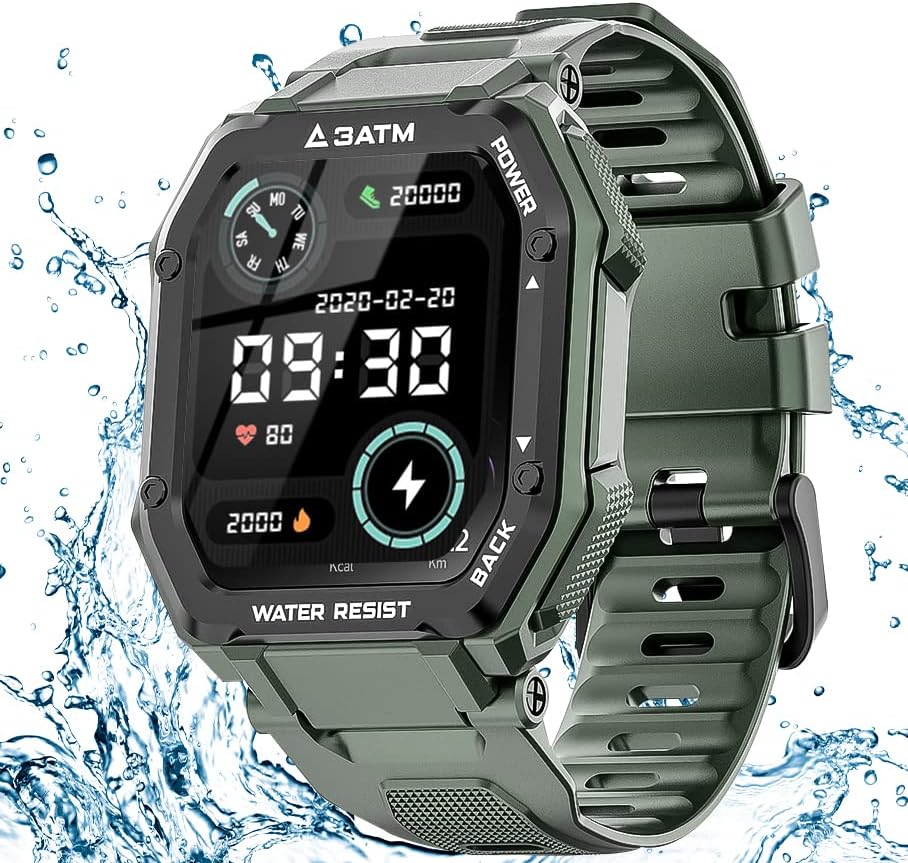 Viluxugaa Military Smart Watch for Men Mulheres Ativando o Wellness 3ATM Fitness Tracker com Pulse Blood Oxygen 2022 Smartwatch