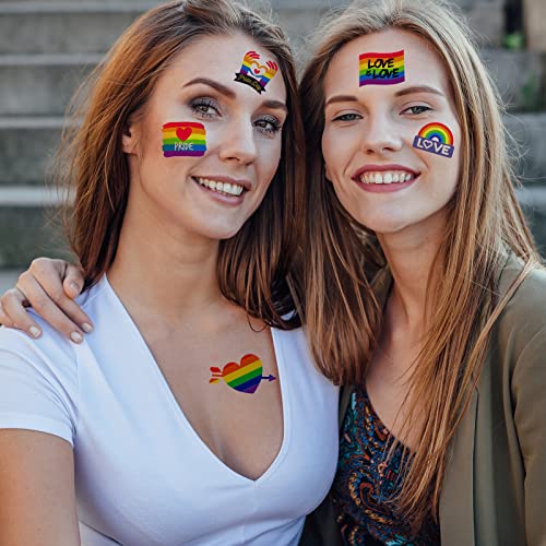 Zeecdatoo 80+ pcs tatuagens de orgulho gay, 10 folhas orgulho de tatuagens temporárias, tatuagens temporárias de arco -íris LGBT,