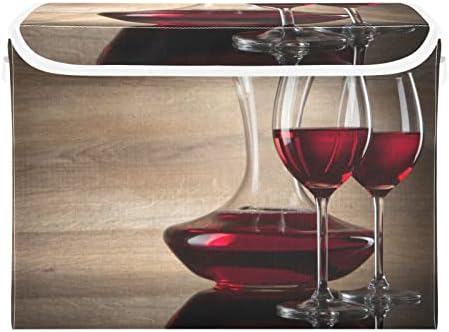 Innwgogo Wine Glass Storage Bins com tampas para organizar cesto de armazenamento de callpsible decorativo com alças Oxford