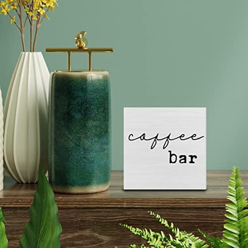 Country Coffee Bar Box Wood Sign Decor Desk, amante de café Caixa de madeira Block Sign Sign