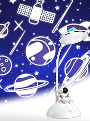 Lâmpada de mesa LED para crianças, projector STAR Galaxy Night Light, Astronaut fofas pequenas luminárias de mesa com porta