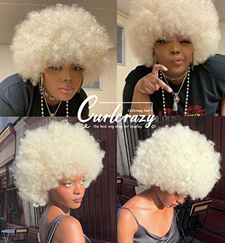 Peruca afro curlcrazy com franja curta afro peruca cacheada para mulheres negras grandes e mole de parque de halloween parto de natal
