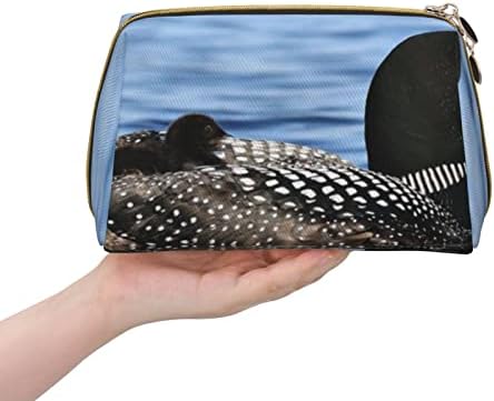 Psvod Loon Birds Saco de maquiagem de couro, bolsa de maquiagem de viagem Bolsa de maquiagem portátil Meninas de maquiagem