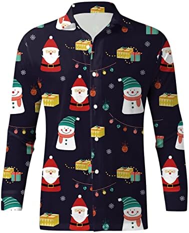 Camisas masculinas de Natal de Wocachi, botão, impressão gráfica de XMAS PRIMAGEM DE PRIMAGEM DE CLAR