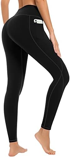 Miridade 4 Pacote Leggings de ioga com bolsos para mulheres - Calças de controle de barriga de cintura alta para treino