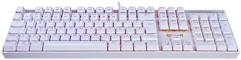 Gamer de teclado mecânico Redragon Mitre Lunar White RGB Switch Azul K551W-RGB
