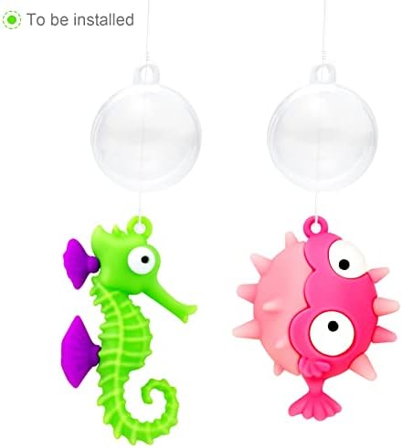 Psmile 2pcs flutuando tanque de peixe golfinho e hipopótamo com bola flutuante adorável tanque de peixes decoração de brinquedos