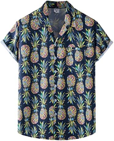 Camisas havaianas masculinas de verão, manga curta para baixo, desenho animado, impressão gráfica de impressão relaxada FIT ALOHA