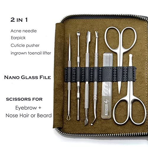 Kit de grooming de pedicure de manicure Geeceler 12 PCs, cortadores de unhas profissionais com estojo, presente para