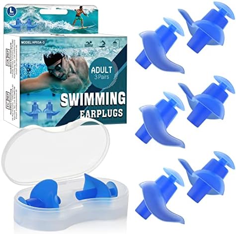 [3 pares] Plugues de orelha de ouvido para natação, plugues de natação adultos adultos à prova d'água, confortável e reutilizável