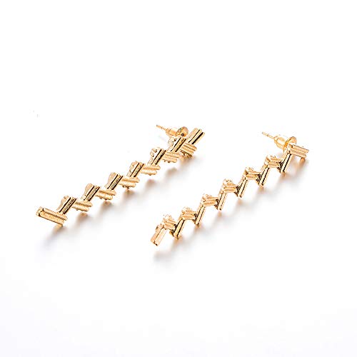 Doubnine Geométrica Twist Gold Dangle Brincos longos Declaração chique para mulheres acessórios