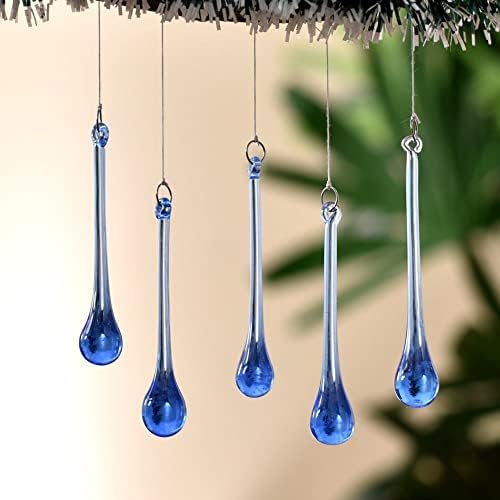 IndianShelf 20 peças Chandelier Glass Crystal Lamp Prisms | Lustre azul fios de cristal | Contas de lágrima de cristal