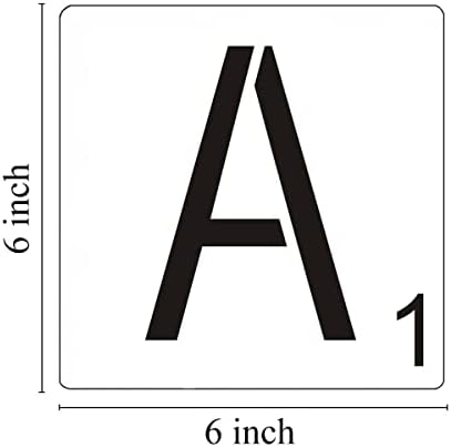 Letra de ladrilho Scrabble estêncils de 6 polegadas - 28 modelos de estêncil de alfabetismo de estilo scrabble para